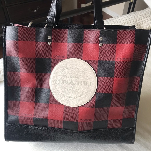 Coach Dempsey Tote Bag 40 With Buffalo Plaid Print And Coach Patch - Picture 15 of 16